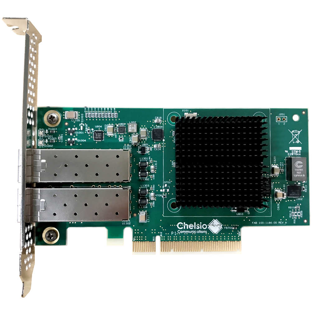 T520-SO-CR: 2-port Low Profile 1/10GbE Server Offload Adapter with PCIe 3.0 x8 Interface, SFP+ Connector