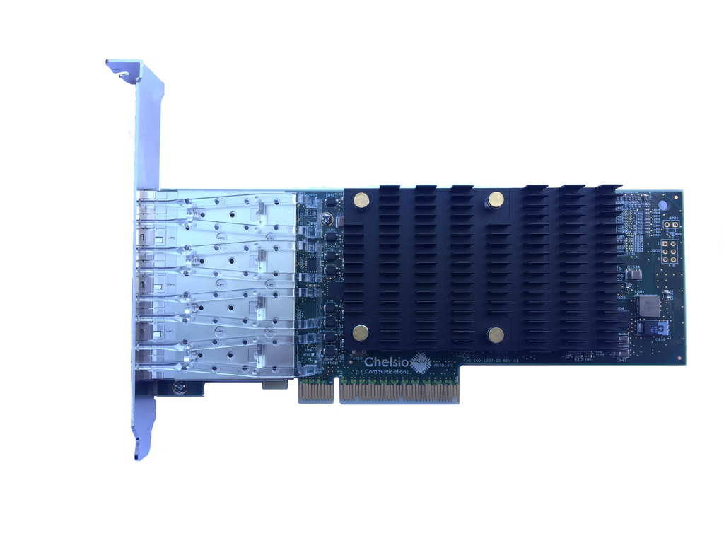 T540-LP-CR: 4-port low profile 1/10 GbE Unified Wire Adapter with PCI-E x8 Gen3, 32Kconn, SFP+ Connector