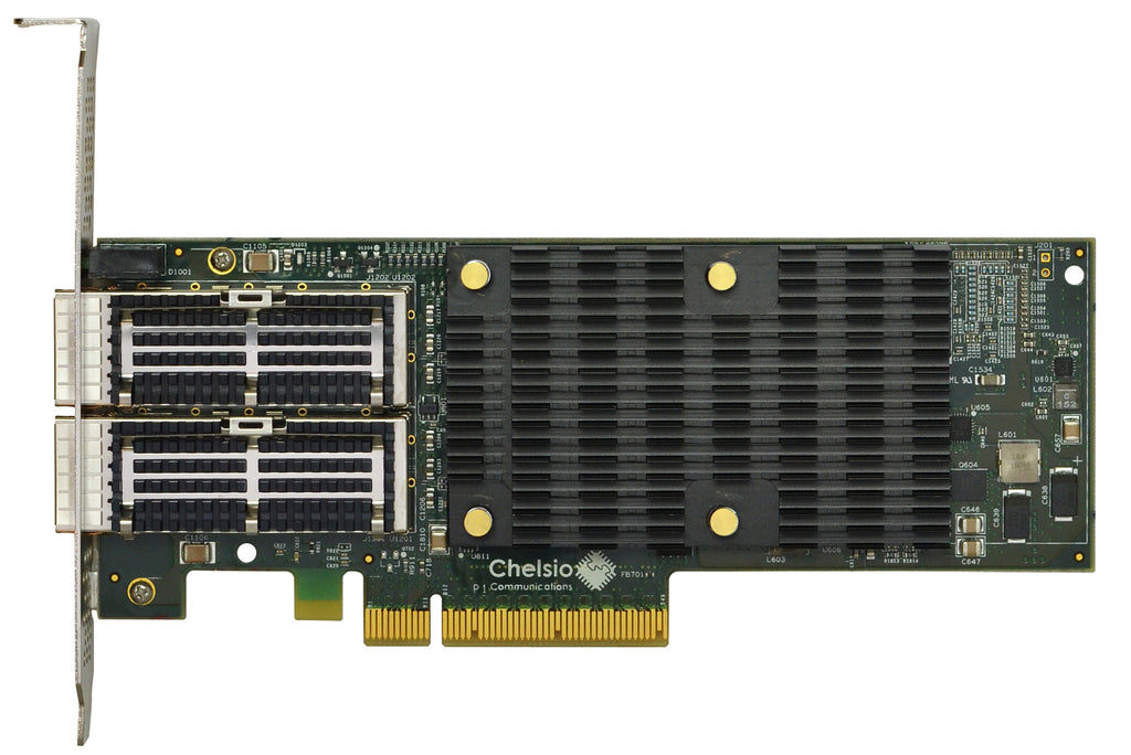 T580-LP-CR: 2-port Low Profile 10/40GbE Unified Wire Adapter with PCIe 3.0 x8 Interface, 32K connections, QSFP connector