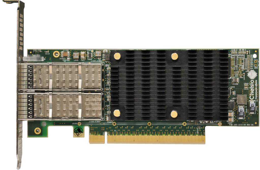 T62100-LP-CR: 2-port Low Profile 40/50/100GbE Unified Wire Adapter with PCIe 3.0 x16 Interface, 32K connections, QSFP28 connector
